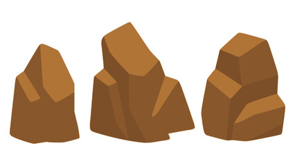 rough chocolate stones heavy boulder flat color vector illustration template design