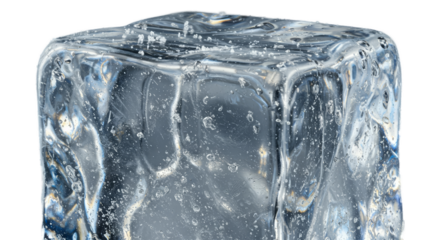 Clear Ice Cube Melting Bubbles Frosty Texture Realistic Photo