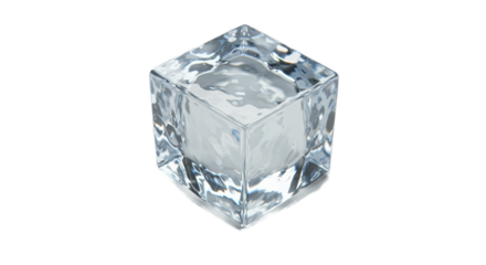 Clear Ice Cube Realistic 3D Render Transparent Background