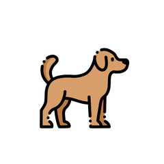 Cute line-style brown puppy, playful and charming—great for pet icons, stickers, apps.