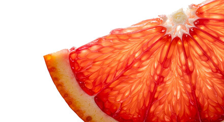 Close Up Juicy Red Orange Slice Macro Realistic Photo Vivid Red Fruit
