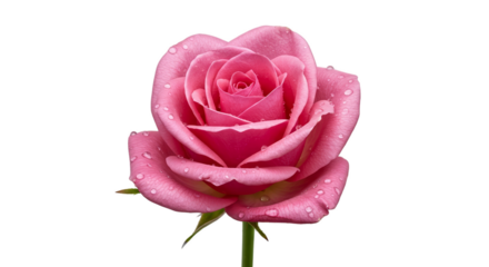 Close-Up Pink Rose Flower With Water Droplets Soft Pink Gradient Background