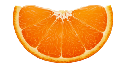 Close Up Realistic Orange Slice Isolated Macro Citrus Fruit