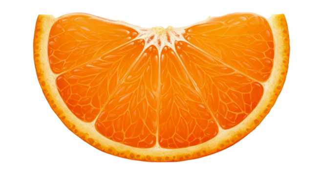 Close Up Realistic Orange Slice Isolated Macro Citrus Fruit