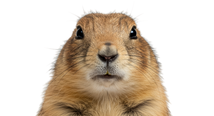 Close Up Realistic Photo Of A Prairie Dog Face With Tan Background