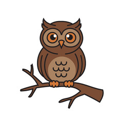 Owl Illustration For Halloween In Cartoon Style