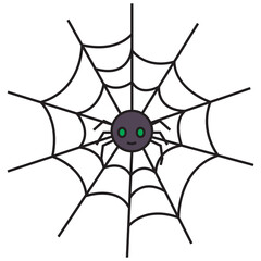 Spider Web Illustration For Halloween In Cartoon Style