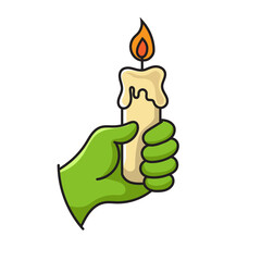 Halloween Candle Illustration In Cartoon Style