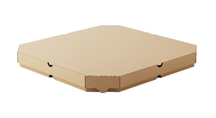 Closed Cardboard Pizza Box Isolated on Beige Background Realistic 3D Render