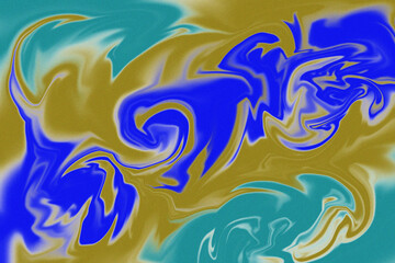Abstract Fluid Art with Dynamic Swirls of Teal Blue and Gold for Modern Designs Backgrounds and Creative Projects