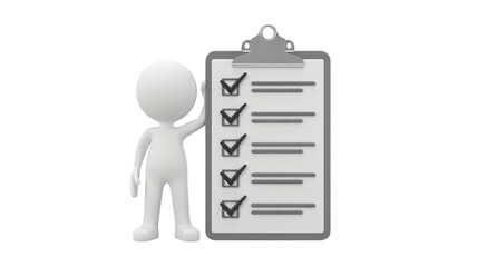 Stick figure completing checklist for project management