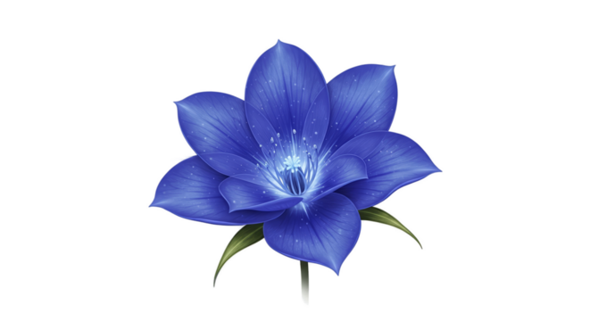 Detailed Blue Flower with Sparkles on Blue Gradient Background - Powered by Adobe