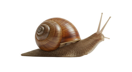 Detailed Realistic Snail Crawling Slowly On A Brown Gradient Background