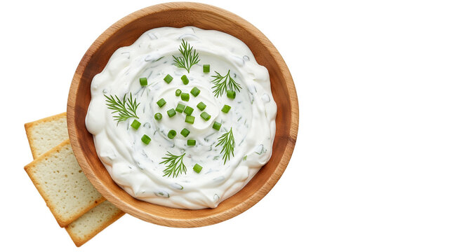 Creamy Dip With Chives and Crackers Realistic Photo