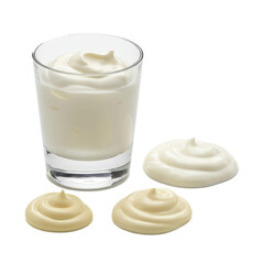 Creamy White Yogurt Swirls and Glass Drink Realistic Photo