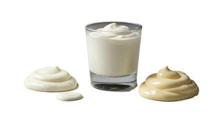 Creamy Yogurt And Cream Swirls In Glass Neutral Background Soft Light