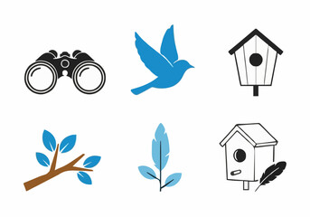 Illustration various bird and wildlife observation suitable for education, learning bird watching, nature conservation