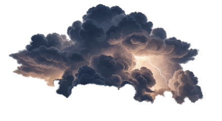 Dramatic Thunderstorm Cloud With Lightning Strikes Glowing Bright Light