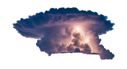 Dramatic Thunderstorm Cloud Lightning Strike at Night With Pink Purple Hues