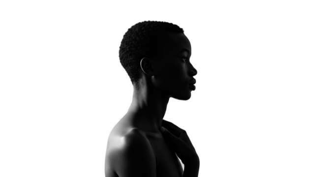 Dramatic Profile Silhouette Of A Woman With Wet Hair