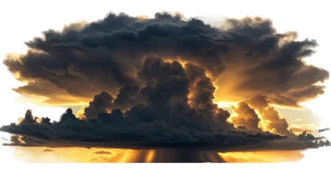 Dramatic Sunburst Through Dark Storm Clouds Over Reflective Water - Powered by Adobe