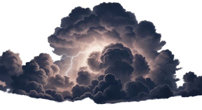 Dramatic Thunderstorm Clouds With Lightning Strike Realistic Photo