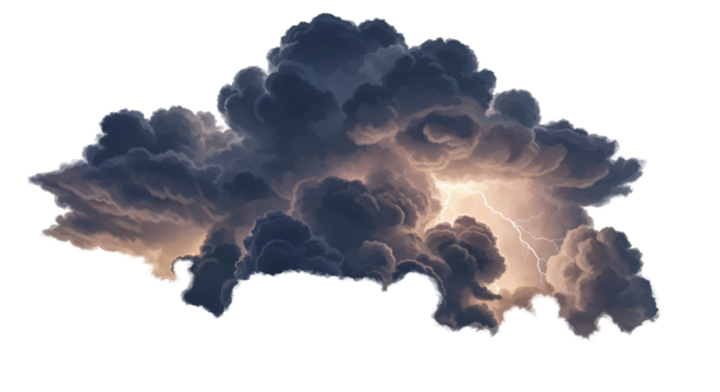 Dramatic Thunderstorm Cloud With Lightning Strikes Glowing Bright Light