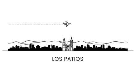 Fototapeta premium Los Patios Colombia Skyline with Airplane