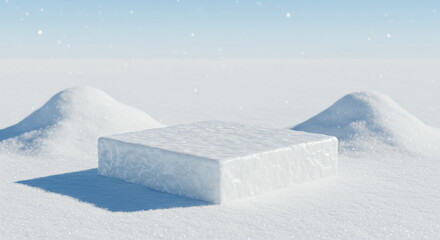 Winter Snow And Ice Podium For Product Display Realistic 3d Render Background