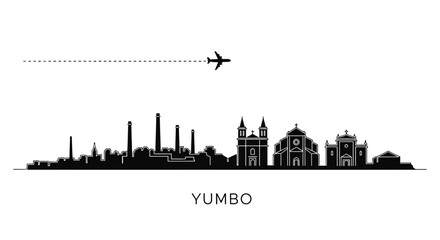 Obraz premium Yumbo City Skyline Silhouette with Airplane