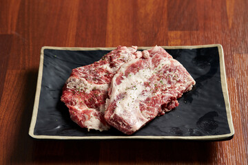 Fresh raw meat on a plate