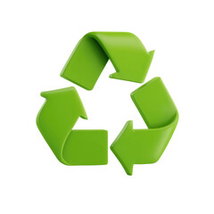 Obraz premium Green Recycling Symbol on White Background, PNG clipart element with transparency
