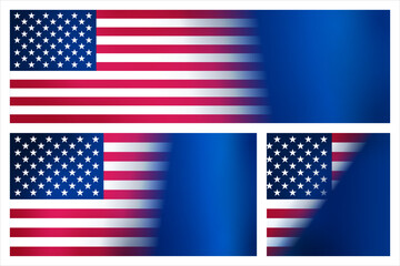 American flag with sections of blue gradient space for text or design overlay, ideal for U.S. national events, holidays, or patriotic-themed promotions