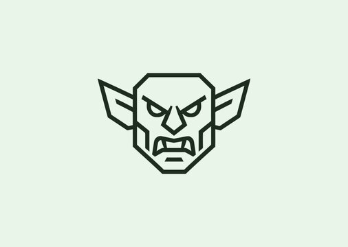 An angry goblin logo featuring sharp lines and fierce expression, symbolizing chaos, mischief, and untamed power in modern vector style