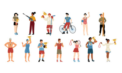 Vector Illustration of Athletes in Various Sports