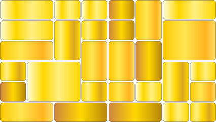 Abstract geometric pattern of golden yellow cylinders and rectangles