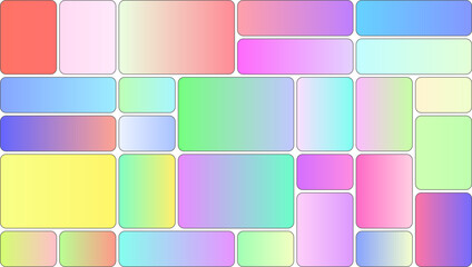 Abstract mosaic of pastel colored rectangles and squares with soft gradients