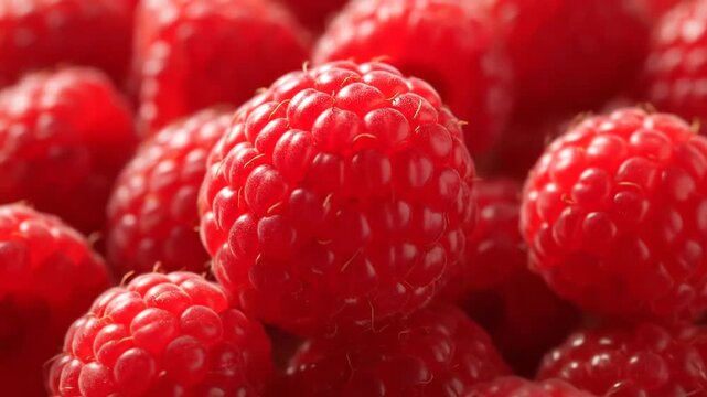 Closeup of Fresh Ripe Red Raspberries Delicious and Healthy Fruit.