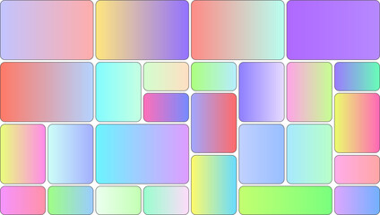Abstract mosaic of pastel gradient squares and rectangles