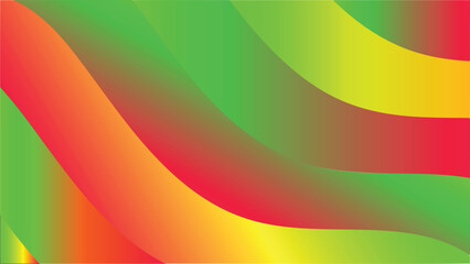 Colorful Abstract Gradient Waves in Red, Yellow, and Green with Smooth Flow Design Background