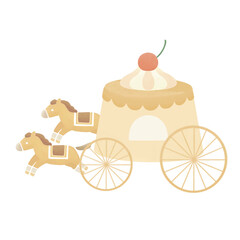 かわいいプリンの馬車のイラスト