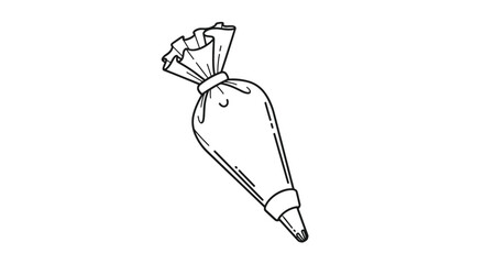 Detailed illustration of a pastry bag with frosting inside ready to use.