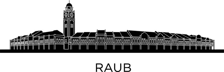Raub Skyline Silhouette Illustration