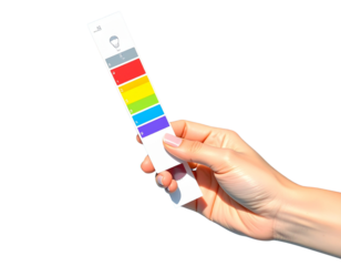 Hand Testing Pool Water with Color Strip PNG