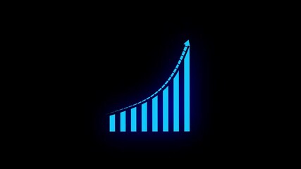 Symbolizing significant business graph chart icon animation. Profit concept positive increase chart and growth showing marketing sales profit future target animation on a black background. - Powered by Adobe