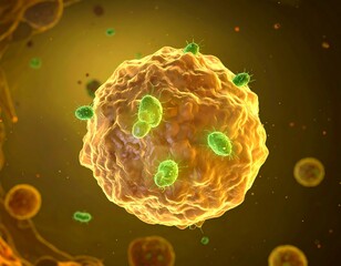 Microscopic Marvel: An artistic rendering of a virus particle, showcasing its intricate structure and potential threat.