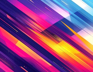 Abstract, colorful composition of diagonal lines and gradients