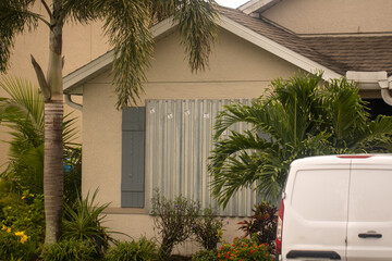 Shuttered homes before a hurricane