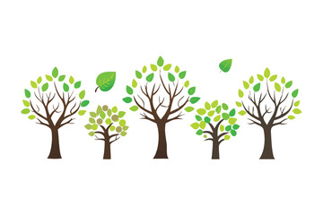 Obraz premium Whimsical Woodland: a collection of cartoon trees showcase the beauty of life. it’s filled with vibrant green foliage, showcasing harmony with life. 