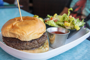 Plain Hamburger with side salad